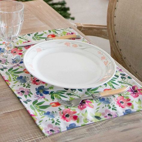Set x 6 individuales anti manchas rectangulares flores Paper Home-2