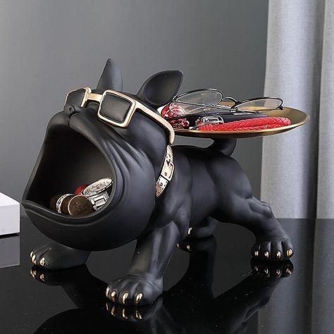 Decoración Portallaves de Bull Dog Frances con Bandeja-1