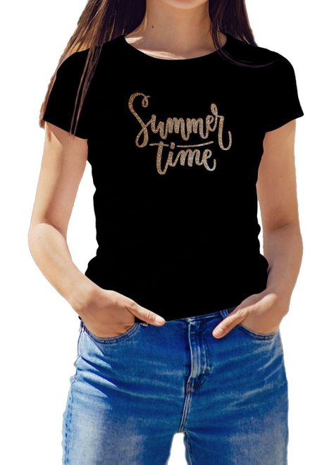 Polera Mujer diseño Summer time Glitter D2-0