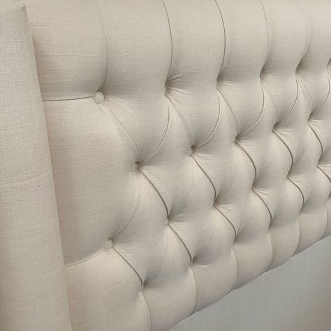 Respaldo Capitoné Wing Recto  Lino Crema - 1.5 Plazas-1