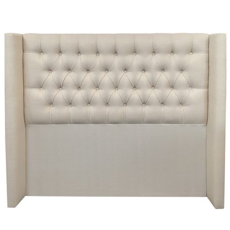 Respaldo Capitoné Wing Recto  Lino Crema - 1.5 Plazas-0