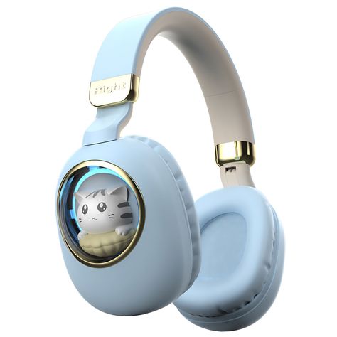Audífono Bluetooth Diseño Kwai Cat Celeste-0