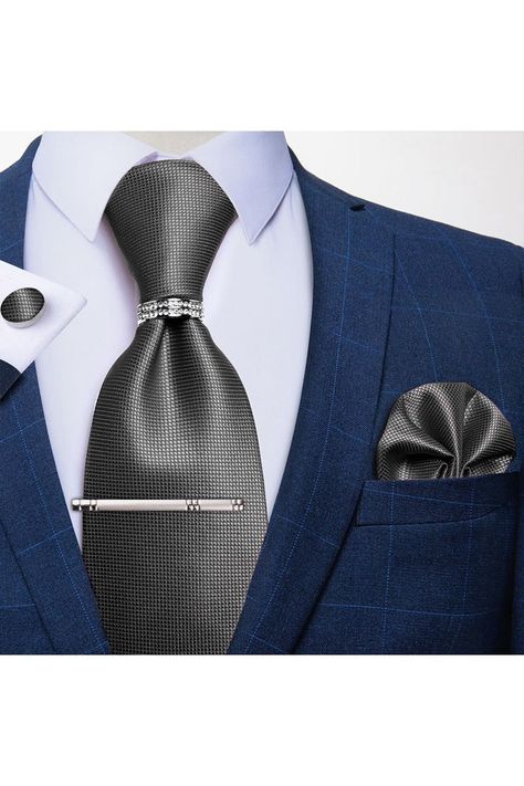 Corbata Hombre Seda + Clip, anillo, paño, colleras-0