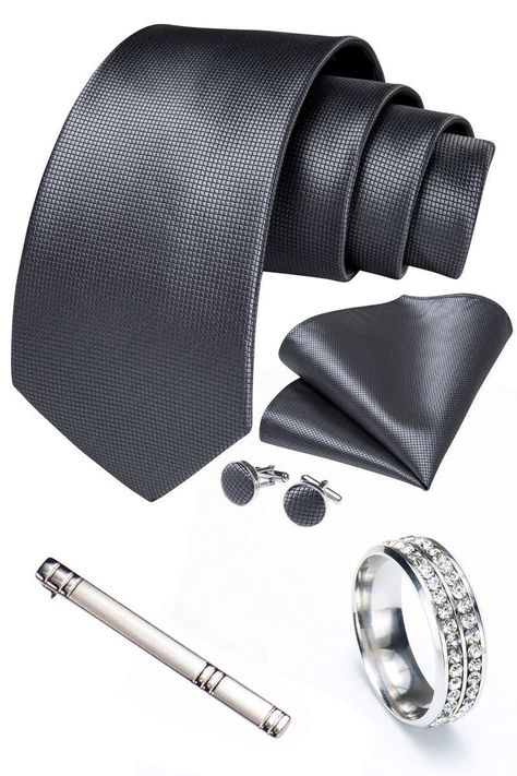 Corbata Hombre Seda + Clip, anillo, paño, colleras-1