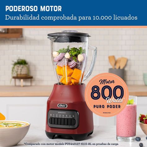 Licuadora Oster® Vaso de Vidrio 6 Velocidades + Pulso Blstpegrpb-2