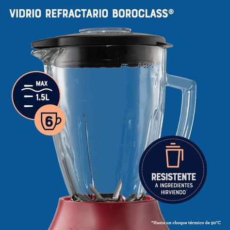 Licuadora Oster® Vaso de Vidrio 6 Velocidades + Pulso Blstpegrpb-3