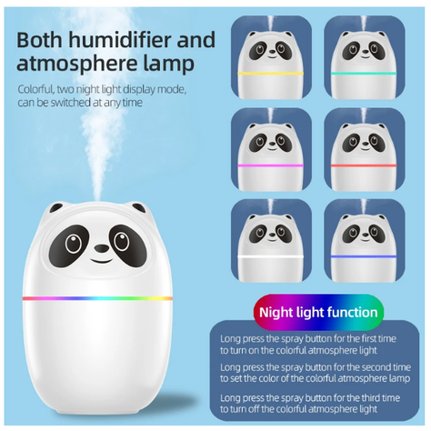 Humidificador Aromático De Panda Con 6 Esencias Blanco-4