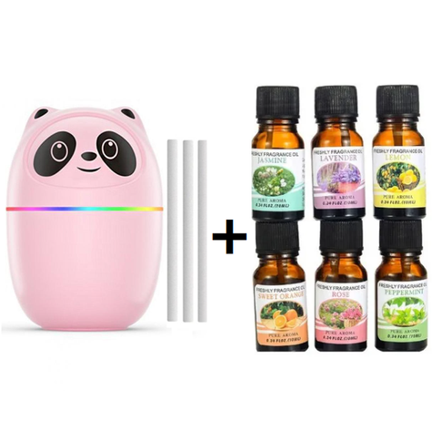 Humidificador Aromático De Panda Con 6 Esencias Blanco-0
