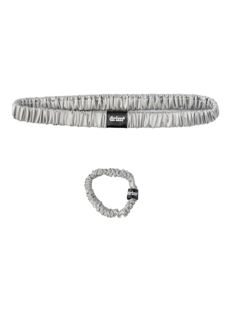 Cintillo + scrunchie 100% seda Gris Perla-0