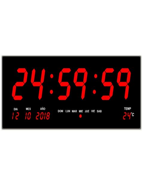 Reloj digital led pared hora fecha temperatura-0