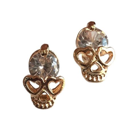Aros Calavera Cristal chapados Oro-0