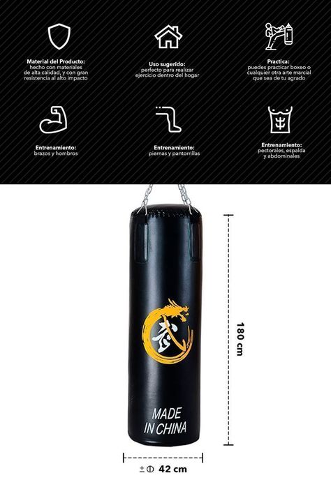 Saco Boxeo Punching Ball 180 cm Negro-2