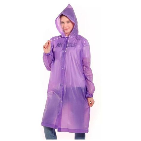 Poncho Impermeable Con Gorro Para Lluvia Morado-1