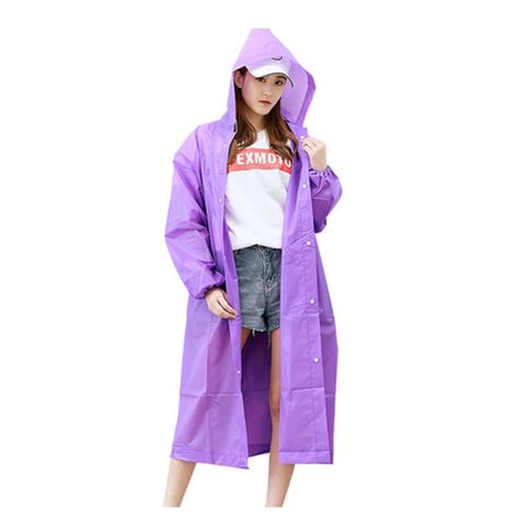 Poncho Impermeable Con Gorro Para Lluvia Morado-0