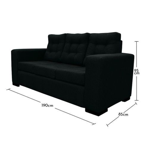 Sofá Antu Chenille Tipo Lino Negro 3 Cuerpos-3
