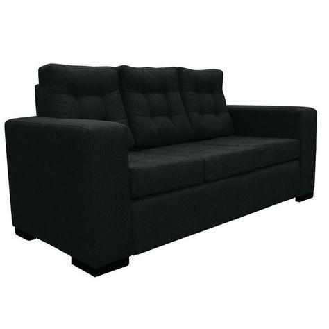 Sofá Antu Chenille Tipo Lino Negro 3 Cuerpos-1