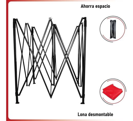 Toldo Plegable Jardimex 3x3 Paredes Antilluvia Proteccion UV Rojo-7