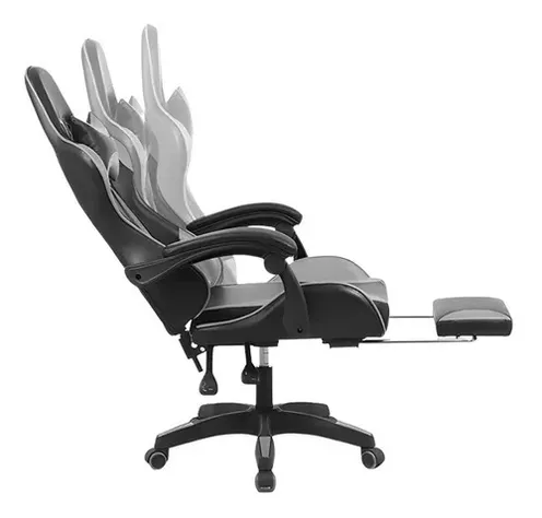 Silla Gamer Rgb Con Reposapiés Masajeador Color Azul-1