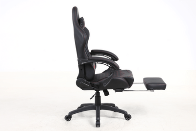 Silla Gamer Krone XL Reclinable + Masaje Lumbar + Apoyapiés - Negra-4