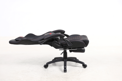 Silla Gamer Krone XL Reclinable + Masaje Lumbar + Apoyapiés - Negra-5