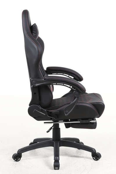 Silla Gamer Krone XL Reclinable + Masaje Lumbar + Apoyapiés - Negra-3
