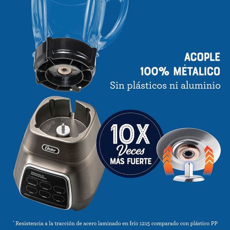 Licuadora Oster® programas automáticos con tecnología reversible, pantalla táctil y vaso BLend-N-Go BLSTPYG1312XBG-6