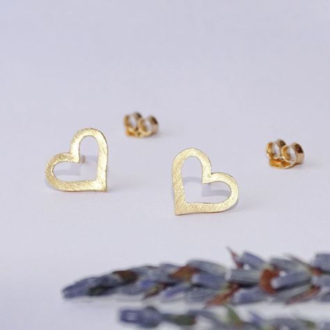 Aros Aritos Corazones Abiertos Bañado Oro - Mabelita-2