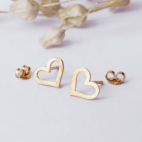 Aros Aritos Corazones Abiertos Bañado Oro - Mabelita-3