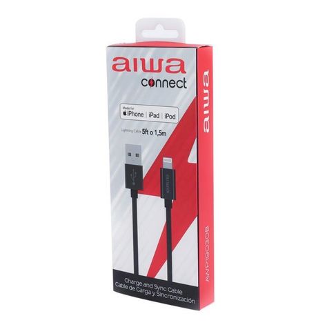 Cable Usb Lightning 1.5m Mfi Aiwa Negro-1