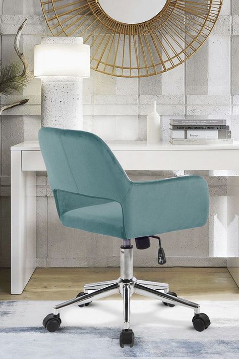 Silla Oficina Cromwell Terciopelo Aqua-5