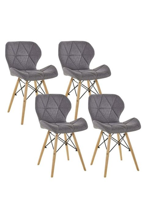 Pack 4 Sillas Eames Acolchadas Tela Lino-0