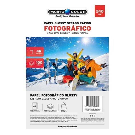100 Hojas Papel Fotográfico Glossy 4R 10x15cm 240g-0