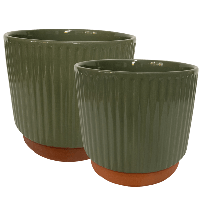 Set 2 Maceteros Enlozados Oliva 17x15 y 20x18-0