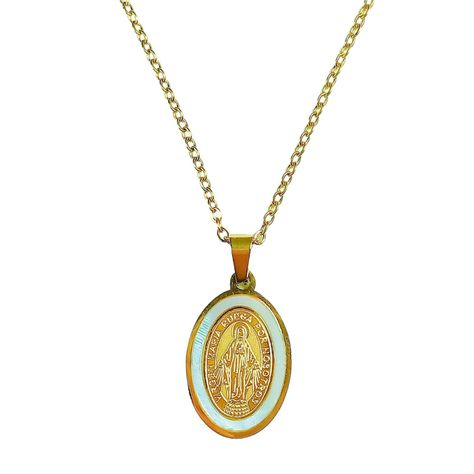 Colgante Medalla Virgen Maria Nacar Chapada En Oro-0