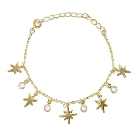 Pulsera Estrella Circón Enchapado Oro 18K-0