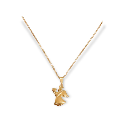 Colgante Angel Guardian enchapado En Oro Corazon Proteccion-0