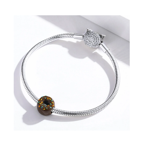 Charm Donut Chocolate en Plata Fina 925 SILVER HEART-2