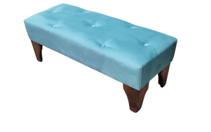 Banqueta HVM Turquesa felpa Pmadera-1