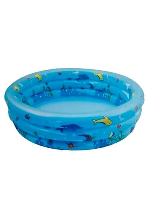 Piscina Inflable Plástico Bebe 3 Anillos 80 Cm Verano celeste-1