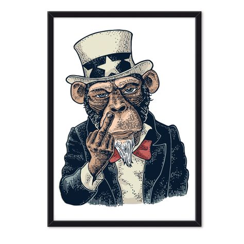 Cuadro individual Monkey Tio Sam-0