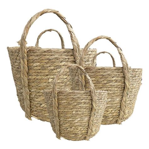 Set de 3 canastos de Fibra Seagrass 27-29-36 cm. Natural Set de 3-0