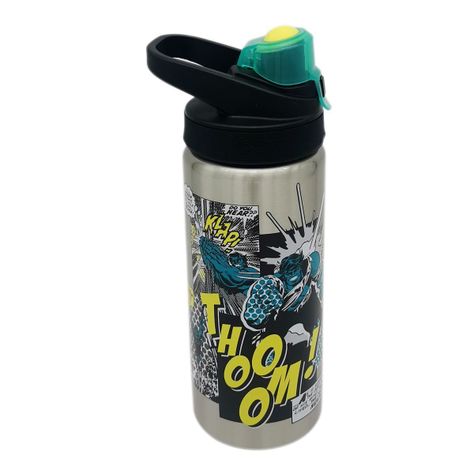 HULK - MARVEL - BOTELLA  METALICA CON MANGO - 600 ML - TITANIO-0