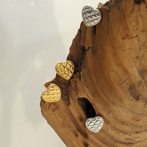 Aros Baño Oro Amarillo 18k Pegados Corazón Diseño-2