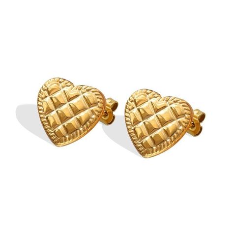 Aros Baño Oro Amarillo 18k Pegados Corazón Diseño-0