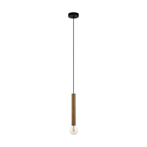 Lámpara Colgante Cortenova Acero madera Café 1X60W E27 Cod.205092-0