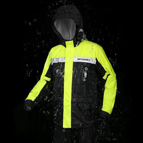 Traje Impermeable para moto y ciclismo Motowolf 0402 210T Negro/Amarillo-4