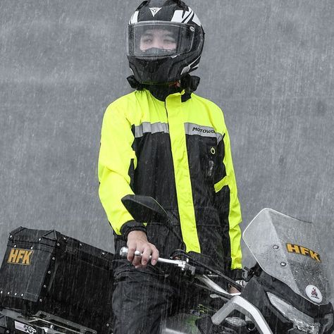 Traje Impermeable para moto y ciclismo Motowolf 0402 210T Negro/Amarillo-7