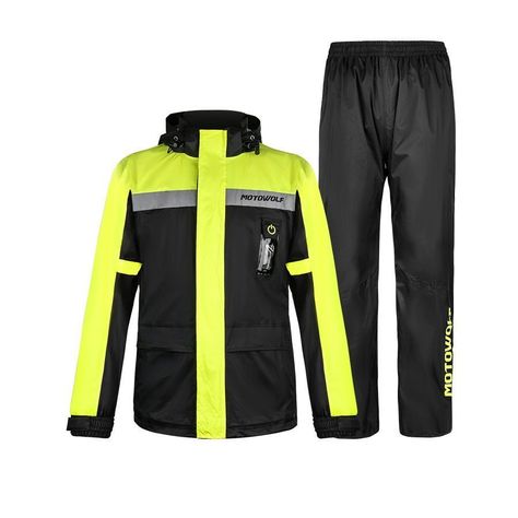 Traje Impermeable para moto y ciclismo Motowolf 0402 210T Negro/Amarillo-0