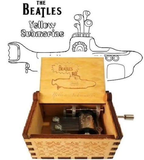 THE BEATLES YELLOW SUBMARINE caja musical con manivela-0