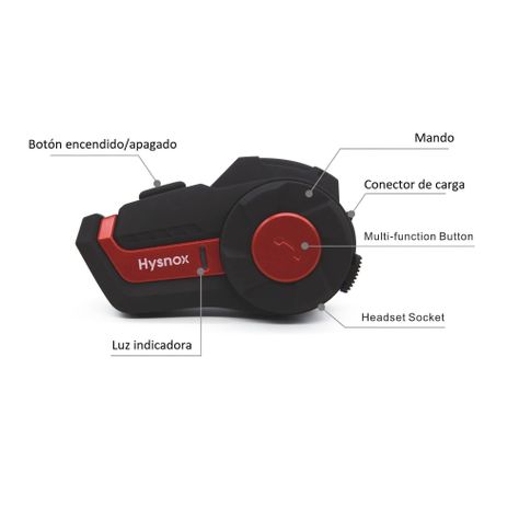 Manos libre Bluetooth Intercomunicador para Moto Hysnox HY-01 1000m-6
